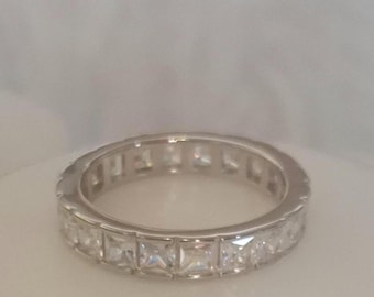 Cubic Zirconia White Ring in Rhodium Overlay Sterling Silver 4.610Ct. (Size: Available)