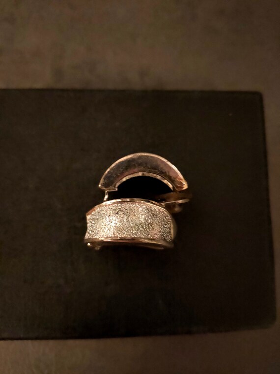 Large and Chunky Vintage Silver Tone Clip On Earrings in Half Moon Half Round Excellent Condition