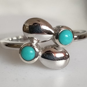 Anillo - Anillo Bypass Turquesa en Plata de Ley con Recubrimiento de Rodio (Talla N) ENVÍO GRATIS