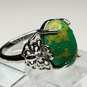 Ring - Türkis (Green Mojave) Zirkon Schmetterling Ring (Größe verfügbar) 5.460Ct.  KOSTENLOSES PORTO