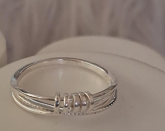 Spinner/Fidget Sterling Silver Fancy Unisex Ring (Size U)