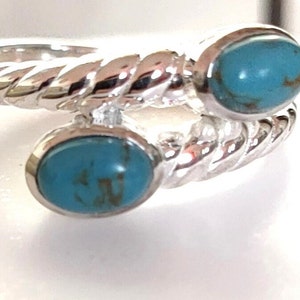 Anillo - Anillo Bypass Azul Turquesa en Plata de Ley 1.000 Ct. (Talla Disponible) ENVÍO GRATIS