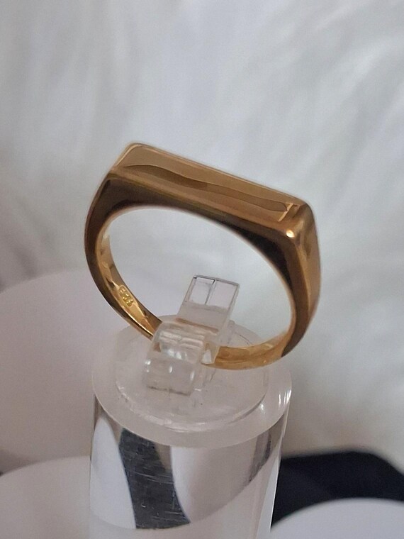 Signet Rectangular Ring in Yellow Gold Overlay St… - image 5