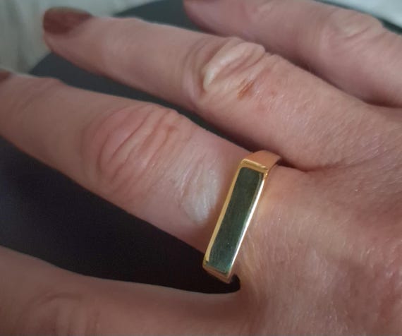 Signet Rectangular Ring in Yellow Gold Overlay St… - image 9