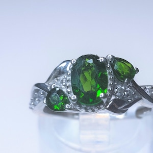 Diopside and Zircon Ring (Size L) in Platinum Overlay Sterling Silver (1.320Ct.)  FREE POSTAGE
