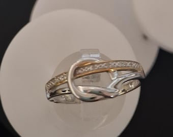 Diamond Ring in Yellow Gold Plated & Platinum Overlay Sterling Silver (Size: Available)