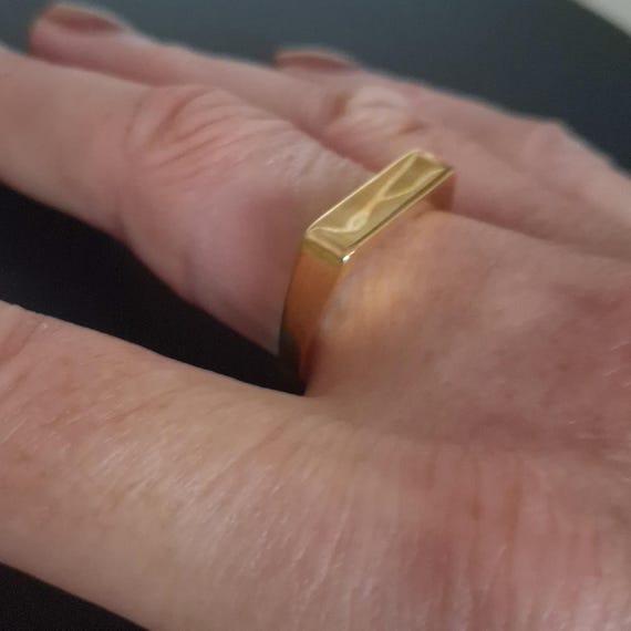 Signet Rectangular Ring in Yellow Gold Overlay St… - image 10