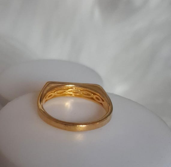 Signet Rectangular Ring in Yellow Gold Overlay St… - image 8