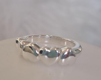 Heart Sterling Silver Band Ring  (Size: Available)