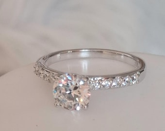SWAROVSKI Zirconia Ring in Rhodium Overlay Sterling Silver 2.863Ct. (Size Available) FREE POSTAGE