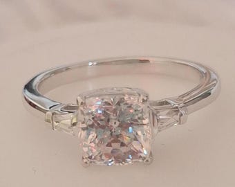 SWAROVSKI Zirconia Ring in Rhodium Overlay Sterling Silver 3.710Ct. (Size O)  FREE POSTAGE