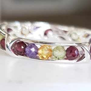 Anillo - Anillo de amatista/citrino/granate/peridoto en plata de ley de 2,420 ct. (talla disponible) ENVÍO GRATIS