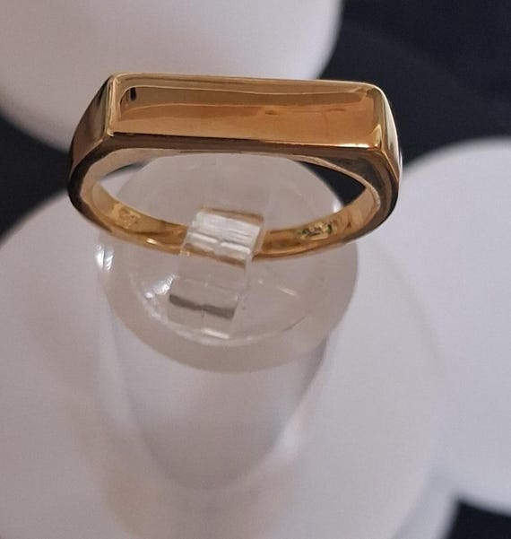 Signet Rectangular Ring in Yellow Gold Overlay St… - image 3
