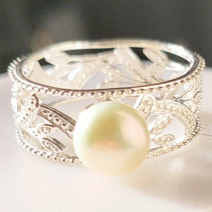 Anillo - Anillo de hoja de perla (agua dulce) en plata de ley de 2,620 ct. (talla disponible) ENVÍO GRATIS