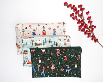 Rifle Paper Co Reißverschluss-Tasche, Kosmetiktasche, Weihnachtsnussknacker-Tasche, Schminktasche, Geldbörse Organizer, Schule Stiftetasche