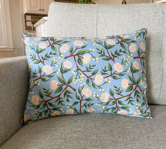 grey crosses garden floral gold rifle paper co floral Pillow Cover Patchwork Pillow Cover blue 16x24