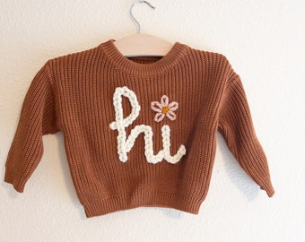 Hi Baby Sweater | Embroidered Sweater | Personalized Baby Sweater |