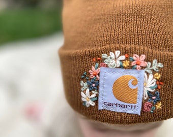 Hand Embroidered Flower Carhartt Hat - Adult + Toddler + Youth