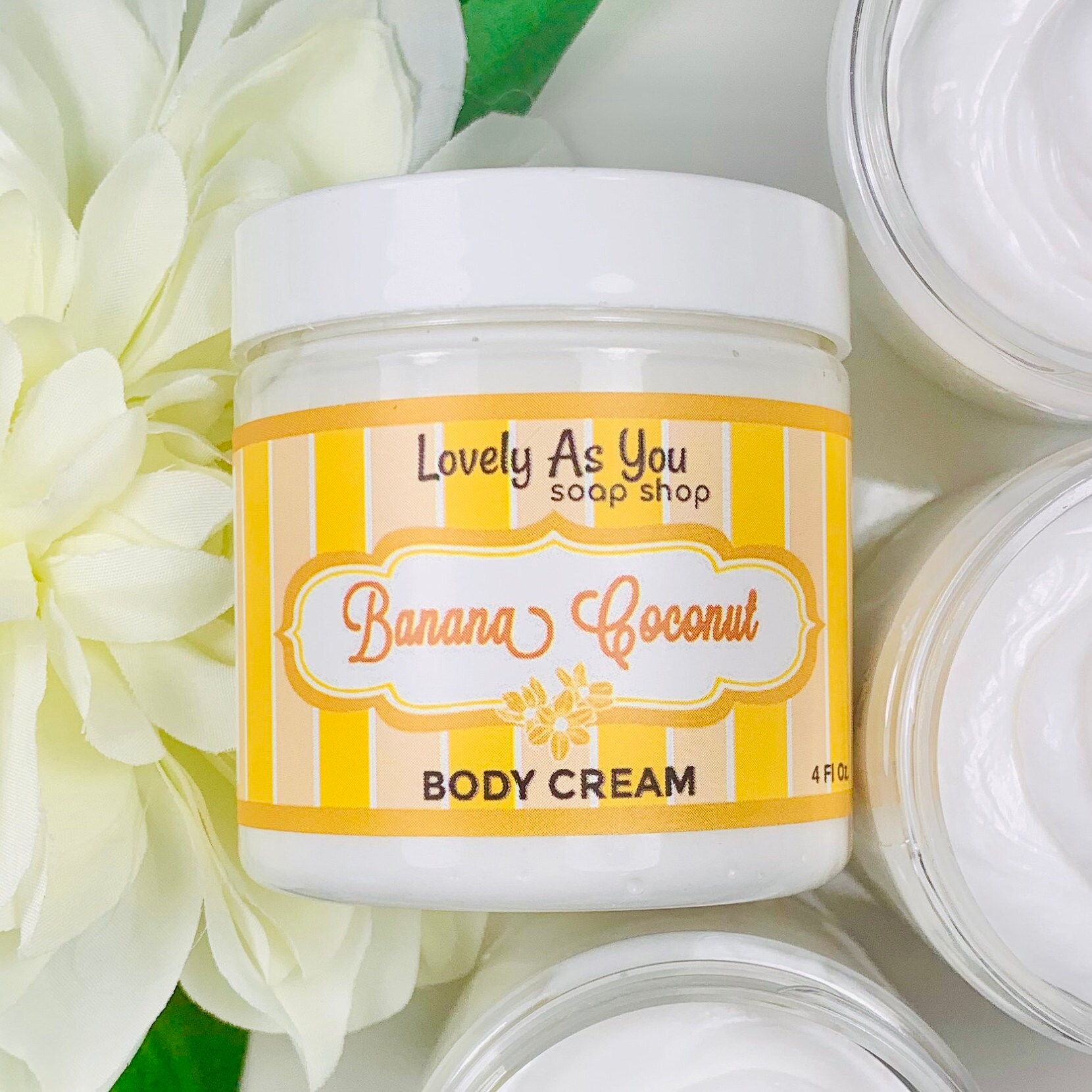 Banana Coconut Body Cream Organic Coconut Oil Aloe & Etsy