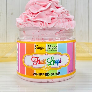 Fruit Loops Whipped Soap, Moisturizing Body Wash + Shaving Cream, Sulfate & Paraben Free, Sugar Mood Bath and Body