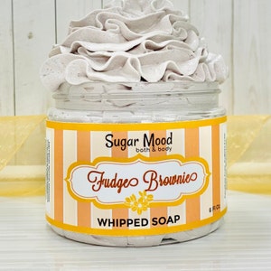 Fudge Brownie Whipped Soap, Moisturizing Body Wash + Shaving Cream, Sulfate & Paraben Free, Sugar Mood Bath and Body