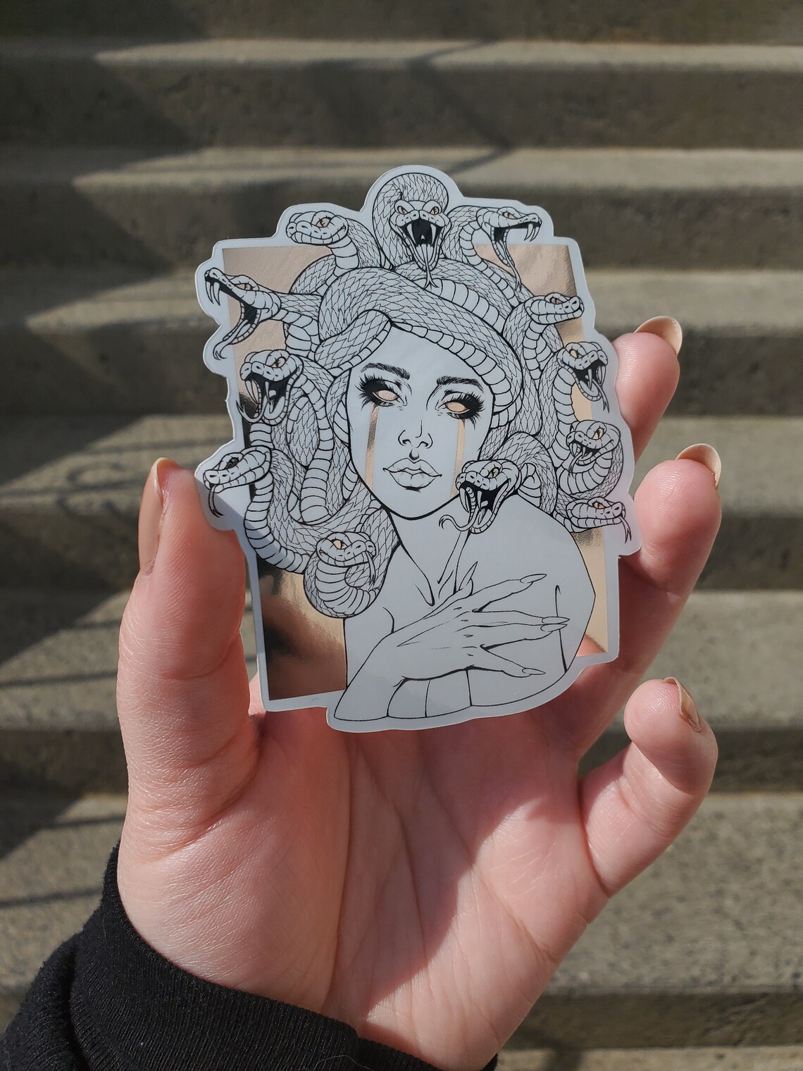 Medusa Vinyl Sticker With Gold Foil Accents Etsy