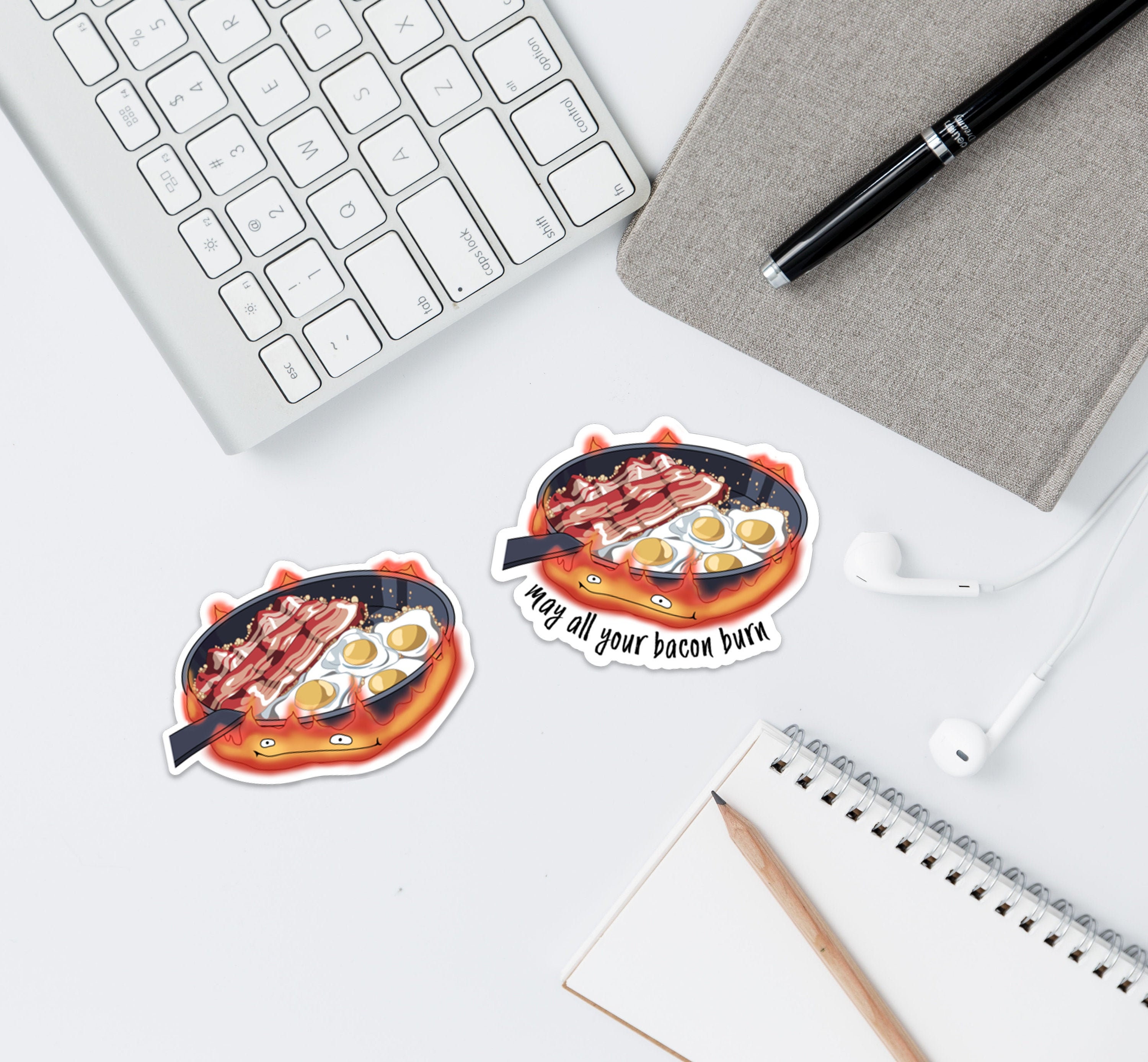 Set of 12 Cute Kawaii Food Stickers Approx 2 on Longest Side Donut Fries  Hamburger Cookie Bacon Egg Laptop Sticker Food Sticker Pack 