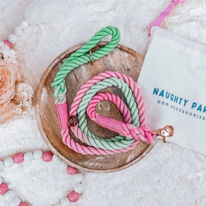Rope Dog Leash | Pink and Green Ombre Pet Leash | Rose Gold | Pet Accessories | LUAU