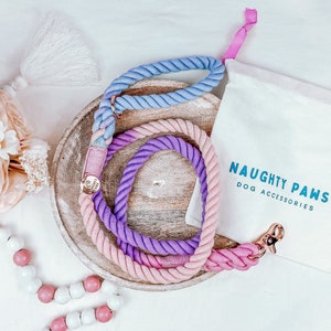 Light Pink Cotton Rope Dog Leash, Blue Dog Walking, Ombre Rope Dog Leash, Purple Dog Leash, Ombre Rope Dog Leash -DREAMY