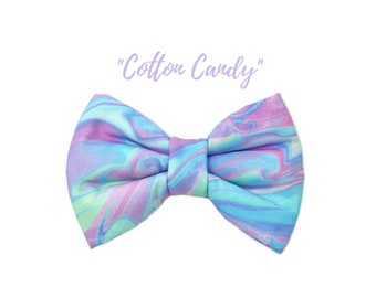 Unicorn Marbled Dog Bowtie, Pastels Pink and Blue Dog Bows, slide on collar pet bowties -COTTON CANDY