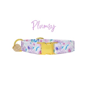Purple Floral Girl Dog Collar, Female Dog Collar, Martingale or Flat Dog Collar, Custom Dog Collar, Small Dog Collar, Puppy Collar -PLUMSY