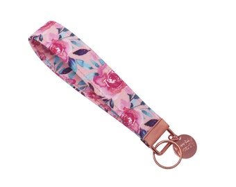 Floral Key fob Wristlet | Pink Flowers Key Ring