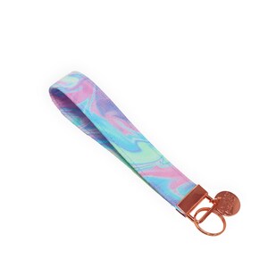 Unicornio llavero wristlet / pulsera de llavero rosa y azul
