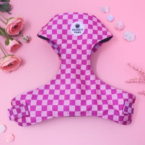 Pink Checkered Chest Harness for Dogs, Small Dog Harness, Female Pet Harness, Cute Puppy Harness - PRETTY IN PINK