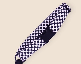 Checkered Dog Collar • Black and White Classic Print, Martingale or Flat | CHECKMATE