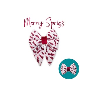 Burgundy Leaves Dog Sailor Bow Ties, Christmas Dog Bows, Male or Female Pet Bows Over the Collar, Extra Large Dog Bows | MERRY SPRIGS