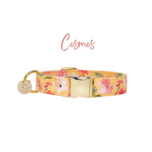 Floral Dog Collar, Summer Dog Collar, Yellow Dog Collar, Small Girl Dog Collar, Puppy Collar Girl, Female Dog Collar | COSMOS