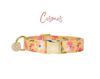 Floral Dog Collar, Summer Dog Collar, Yellow Dog Collar, Small Girl Dog Collar, Puppy Collar Girl, Female Dog Collar | COSMOS