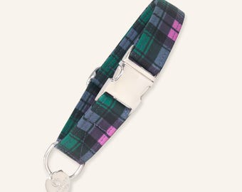 Collar para perro a cuadros verdes, collar para mascotas de tartán, collar plano o martingala / BRISA DE OTOÑO