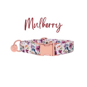 Fall Dog Collar, Burgundy Floral Dog Collar, Girl Dog Collar, Small Puppy Collar,  Custom Dog Collar, Large Girl Dog Collar | MULBERRY