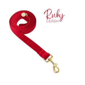 Christmas Red Velvet Dog leash, Luxurious Soft Dog Leash, Holidays Custom Dog Leash, Wedding Dog Leash, Handmade Dog Leash - RUBY