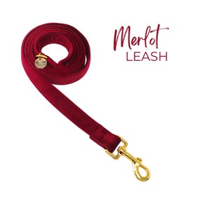DELUXE Burgundy Velvet  Dog leash, Christmas Dog Leash |  1&quot;, 3/4&quot;, 5/8&quot; | dog mom gifts | MERLOT