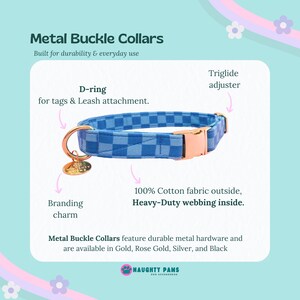 Blue Checkered Boy Dog Collar, Small Puppy Collar, Martingale opt, Retro Dog Collar, Large Girl Dog Collar, XL Dog Collar | SUPER TROUPER image 4