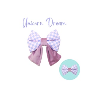 Blush Lilac Dog Sailor Bow Ties, Extra Large Dog Bowties, Small Dog Sailor Bow with Velvet Tails, Bowties for Dogs, Dog Gifts |UNICORN DREAM