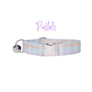 Purple Gingham Dog Collar, Purple Plaid Dog Collar, Martingale or Flat Dog Collar, Fabric Dog Collars, Small Puppy Collar - PASTELS