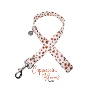 Boho Floral Dog Leash | Female Traffic Dog Leash option | Brown Pet Leads | Girl Puppy Leash | CINNAMON BLOOMS