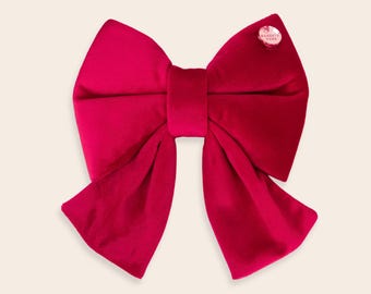 Red Velvet Dog Sailor Bow | Luxury Holiday Pet Bow Tie | RUBY