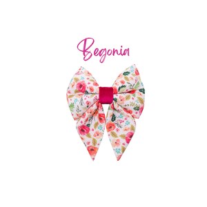 Floral Dog Sailor Bows, Optional Dog Bowties for Male, Hot Pink Small Puppy Bows Over the Collar -BEGONIA