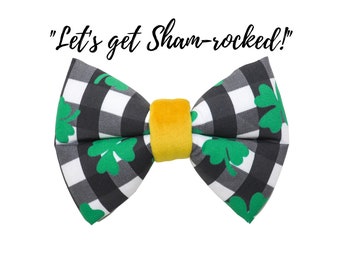 St. Patricks Dog Bow tie | Green and Black Checker Dog Bow tie | LET'S GET SHAMROCKED!