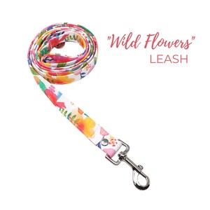 Floral Dog Leash, Custom Dog Leash, Summer Flowers Dog Leash, Girl Dog Leash, Handmade Dog Leash -WILD FLOWERS
